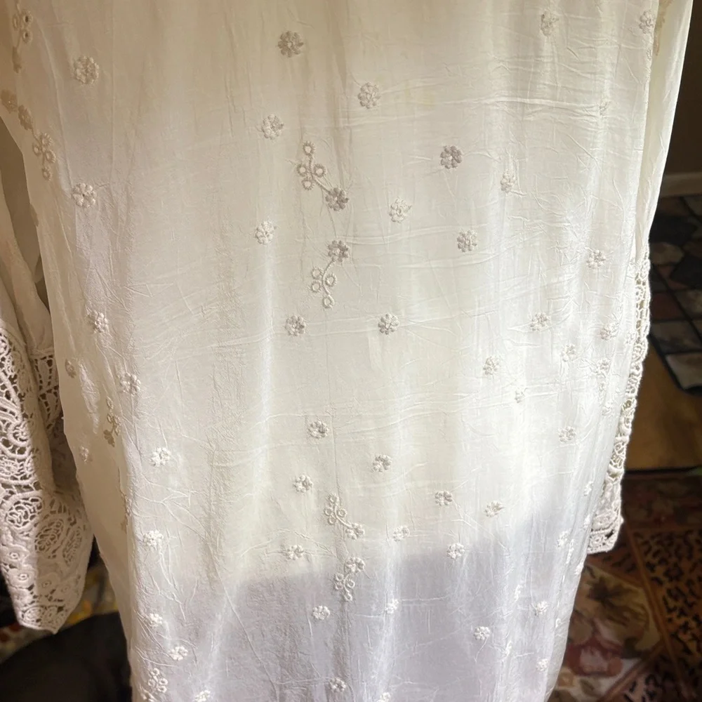 Johnny Was Cream Embroidered Tunic SZ XL - Picture 4 of 7